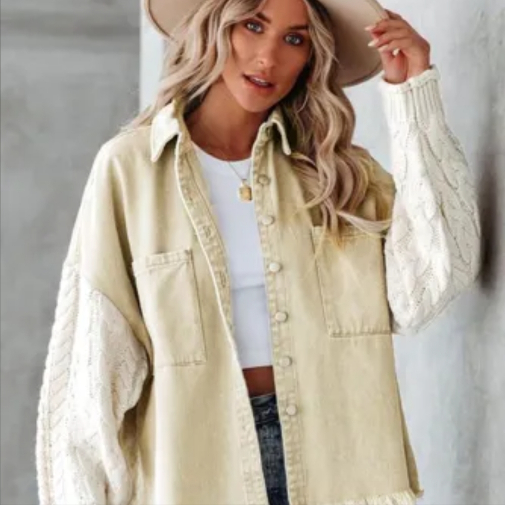 New denim cable knit jacket - Picture 2 of 16